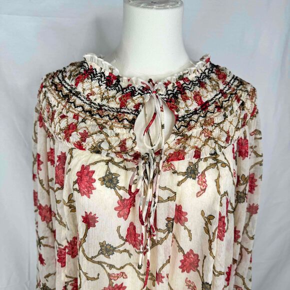 Free People Keeping Up With Kara Floral Ruffled Hem Bohemian Dress Cottagecore L - Picture 7 of 12